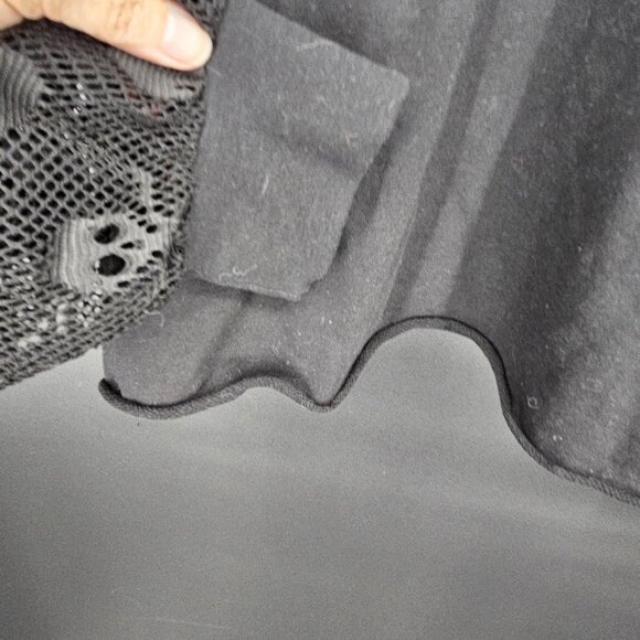 Skull Crossbones Mesh Hoodie Shirt Womens 2XL XXL Black Sheer Goth Punk Rock - Picture 7 of 13